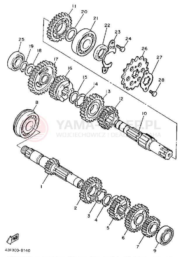 Schemat "Skrzynia biegów " do Yamaha XT600UC/XT600U