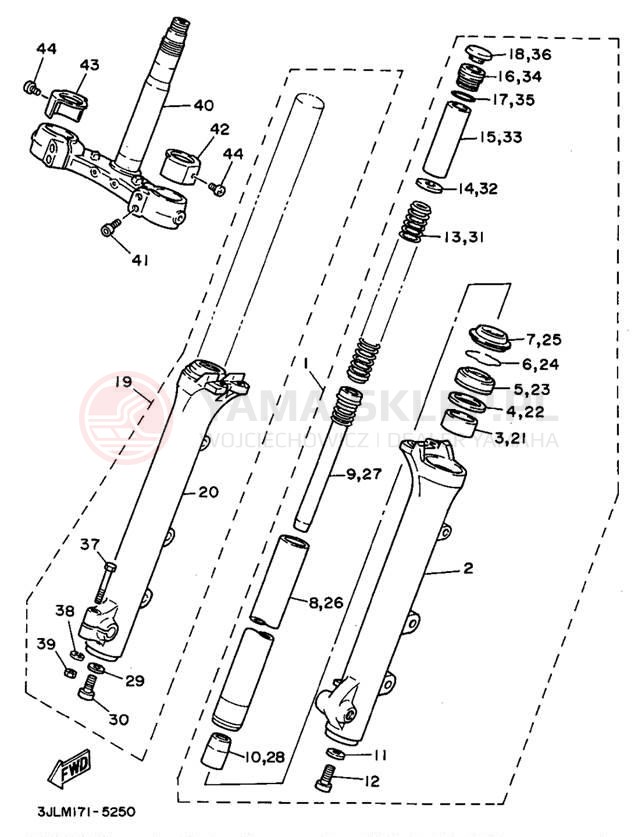 Schemat "Amortyzatory przód" do Yamaha VIRAGO 1100 XV1100G/XV1100GC