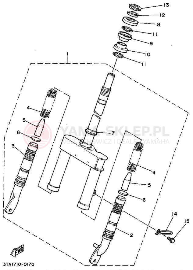 Schemat "Amortyzatory przód" do Yamaha SH50MA/SH50A