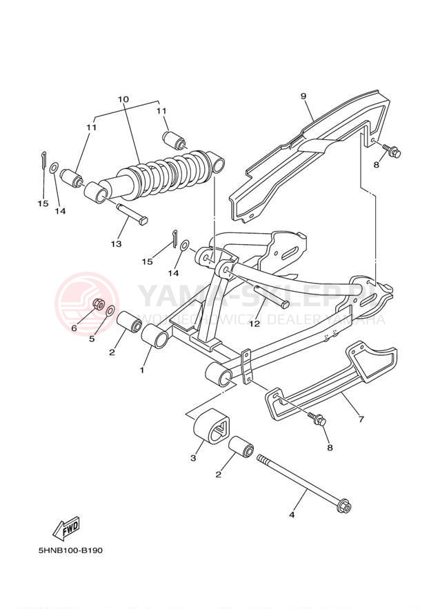 Schemat "wahacz, zawieszenie tył" do Yamaha TTR90 TTR90M/TTR90MC