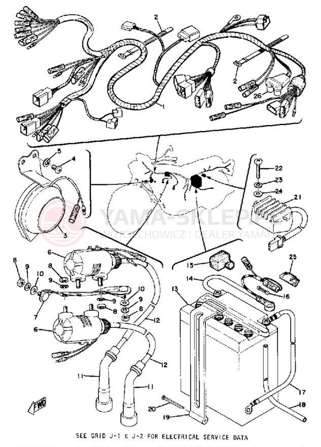 Schemat "układ elektryczny" do Yamaha XS500B