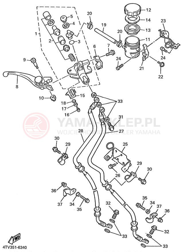 Schemat "Pompa hamulcowa przednia" do Yamaha YZF600R YZF600RL/YZF600RLC