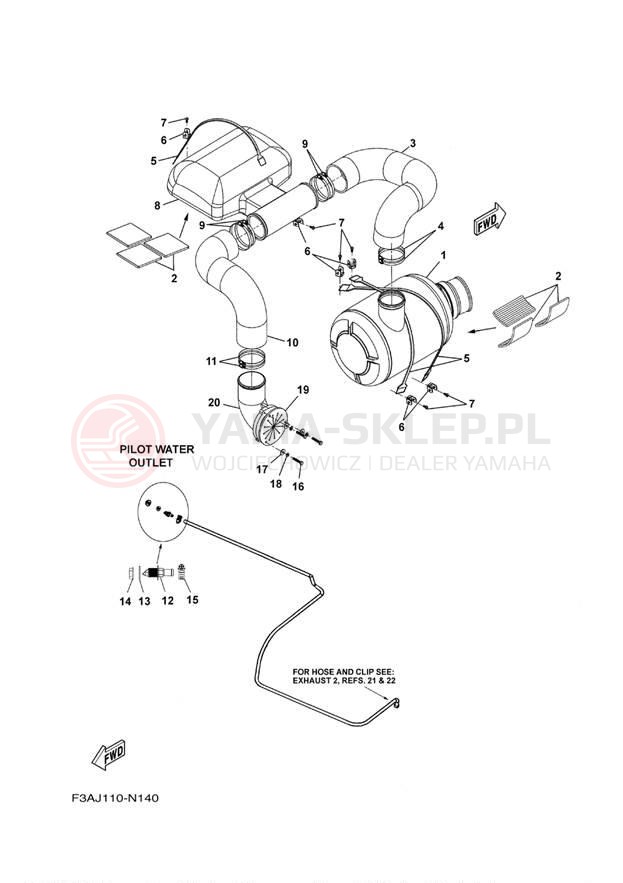 Schemat "wydech" do Yamaha AR190 RX1800AN/RX1800BN