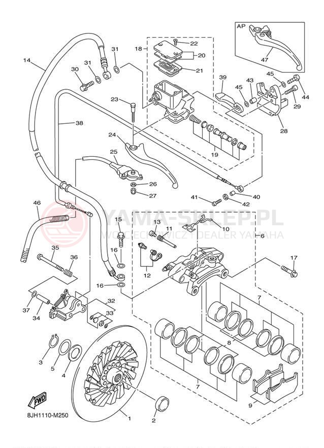 Schemat "hamulec" do Yamaha FX NYTRO FX10EB