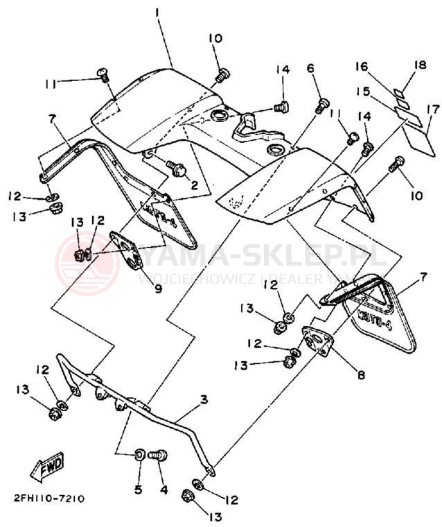 Schemat "Przedni błotnik" do Yamaha MOTO-4 YFM200DXT