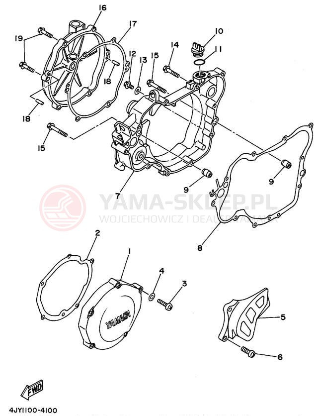 Schemat "Pokrywa silnika" do Yamaha YZ125F1