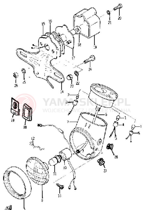 Schemat "Oświetlenie przód i tył" do Yamaha YJ2/YJ1