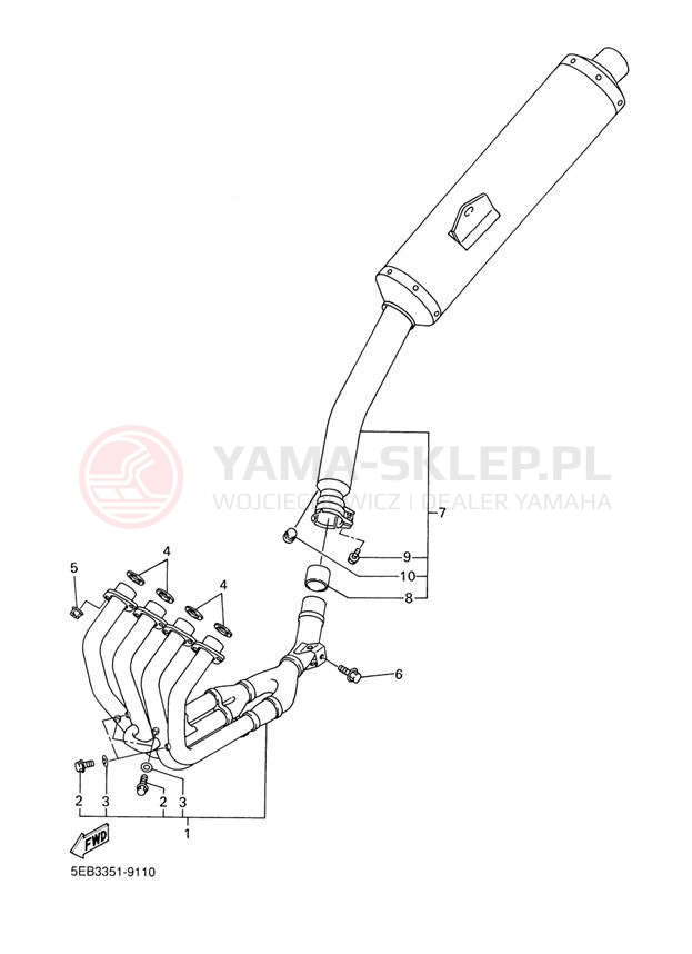 Schemat "Wydech końcowy" do Yamaha R6 YZFR6LC/YZFR6L