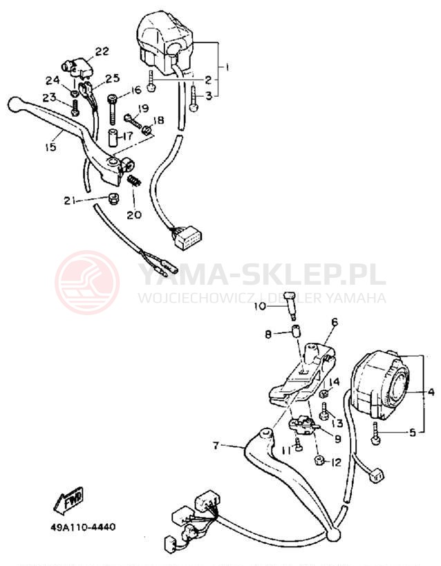 Schemat "Kierownica i osprzęt" do Yamaha FJ600NC/FJ600N
