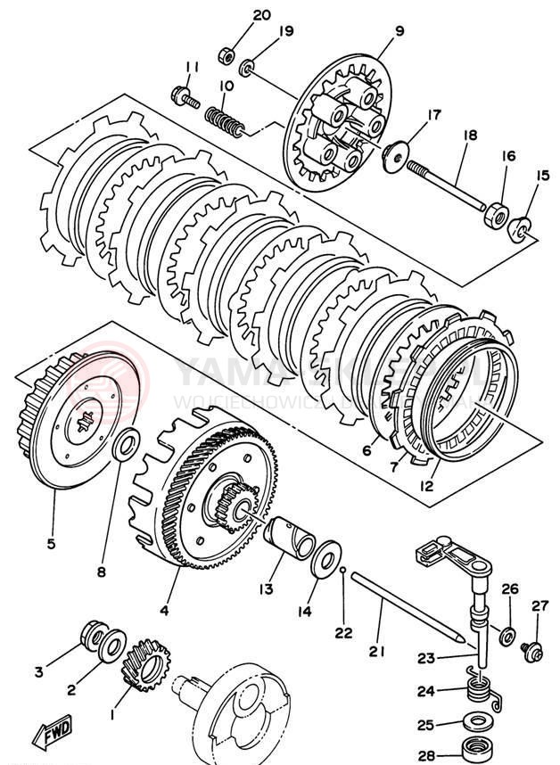 Schemat "sprzęgło" do Yamaha RT180H