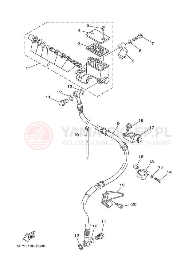 Schemat "Pompa hamulcowa przednia" do Yamaha TW200 TW200R/TW200RC