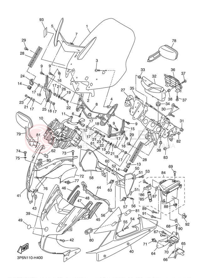 Schemat "elementy nadwozia" do Yamaha FJR 1300A FJR13AYB/FJR13AYCB