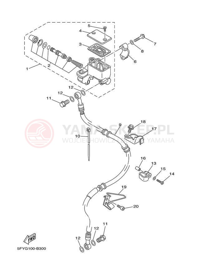 Schemat "Pompa hamulcowa przednia" do Yamaha TW200 TW200T1C/TW200T1