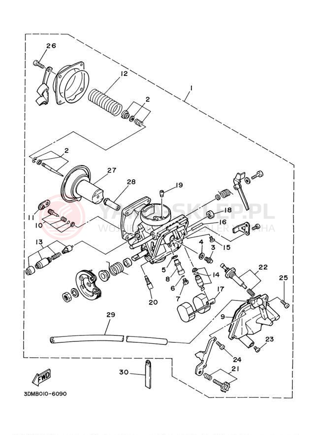 Schemat "Gaźnik" do Yamaha VIRAGO 250 XV250R/XV250RC