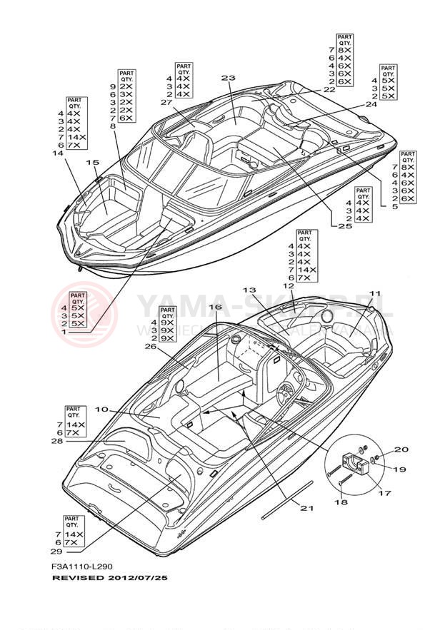 Schemat "Schowek pod siedzeniem," do Yamaha AR190 EARLY RX1800AM/RX1800BM