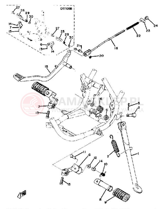 Schemat "Stopka postoj., dźw. Hamulca tył" do Yamaha DT100A