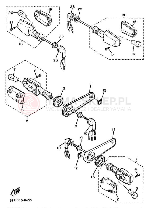 Schemat "kierunkowskazy" do Yamaha FZR400SUC