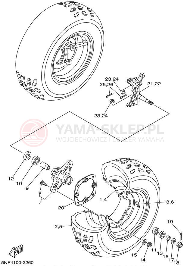 Schemat "Koło przód" do Yamaha WARRIOR YFM350XP/YFM350XPC