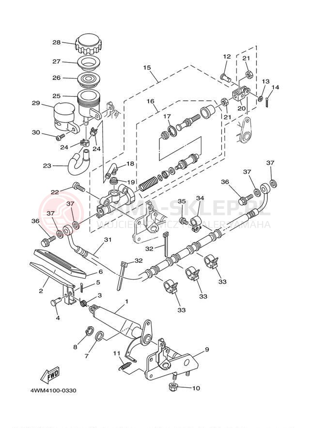 Schemat "Pompa hamulcowa tył" do Yamaha ROAD STAR XV1600AR/XV1600ARC