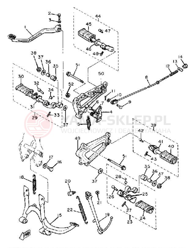 Schemat "Stopka postojowa i podnóżki" do Yamaha VIRAGO 750 XV750H