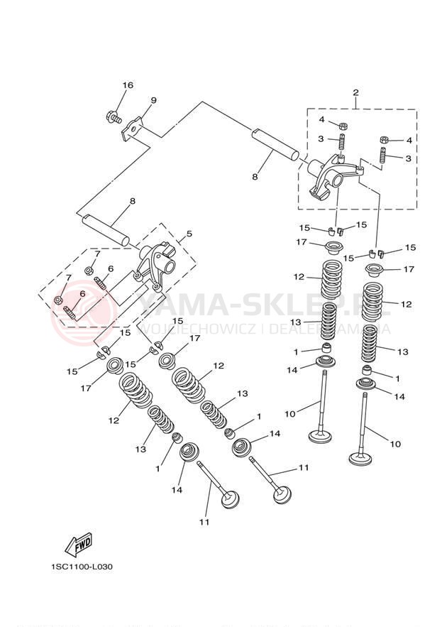 Schemat "zawory" do Yamaha GRIZZLY 300 YFM30GBL/YFM30GBGR