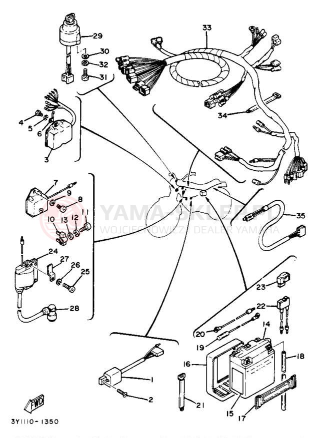 Schemat "układ elektryczny" do Yamaha XT250J