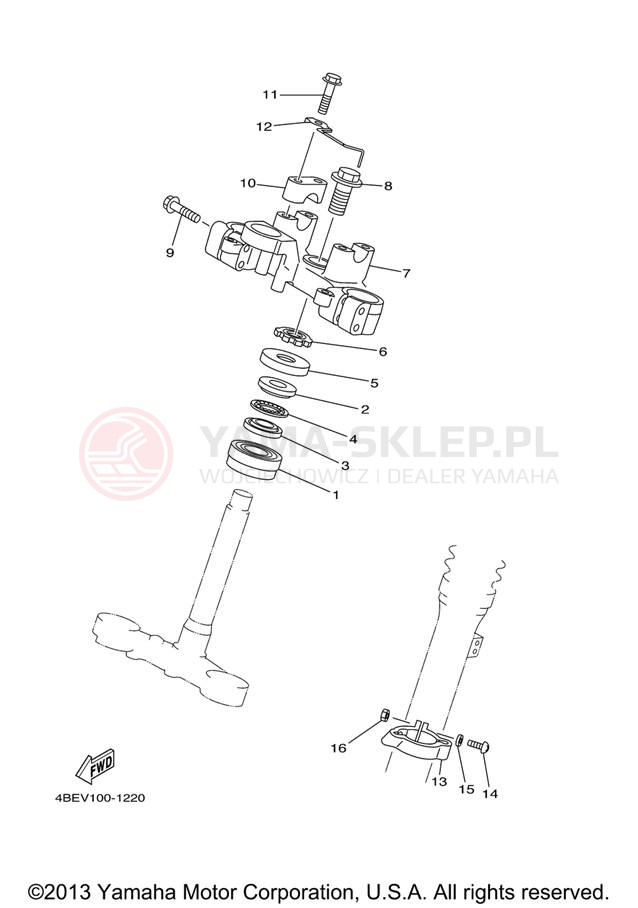 Schemat "Półki zawieszenia" do Yamaha XT225 XT225V/XT225VC