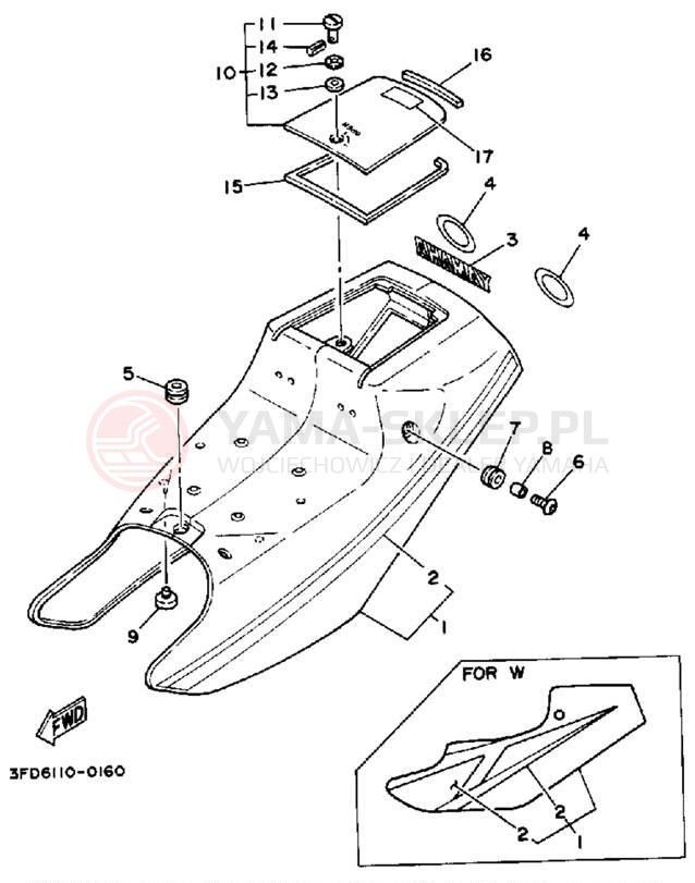 Schemat "Pokrywa boczna" do Yamaha YSR50A