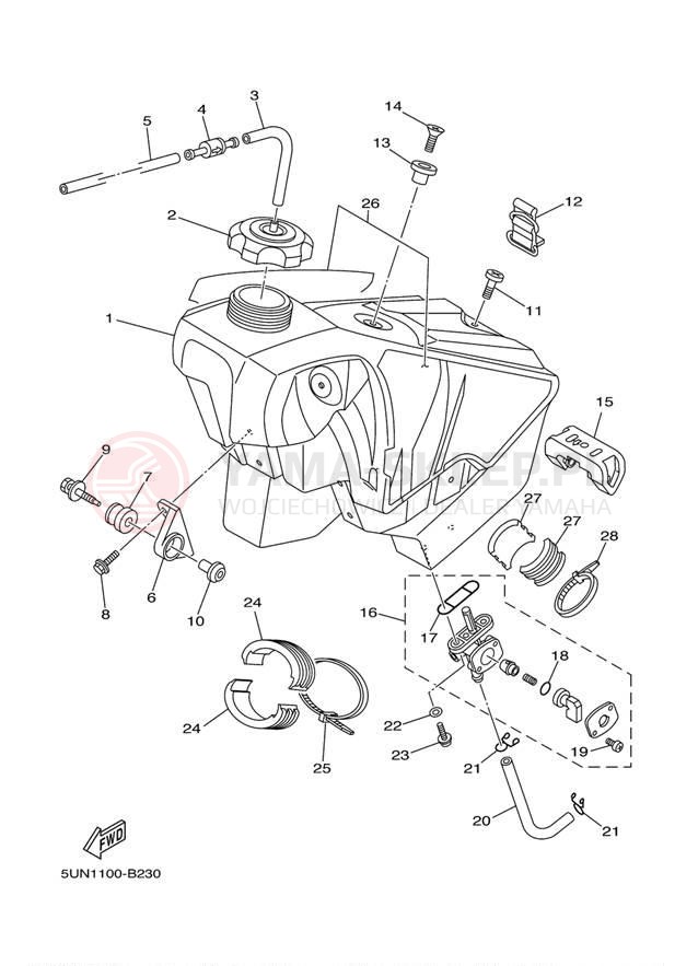 Schemat "zbiornik paliwa" do Yamaha YZ125 YZ125R
