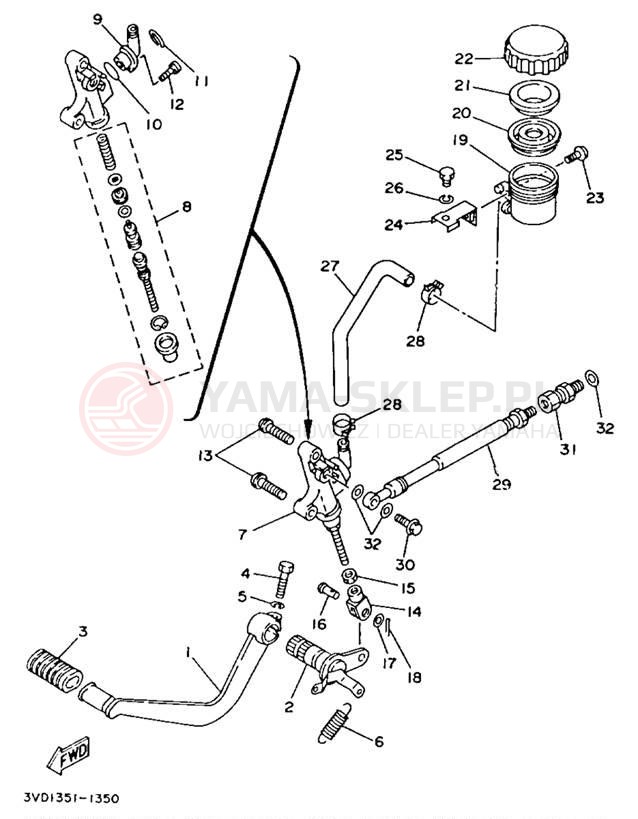 Schemat "Pompa hamulcowa tył" do Yamaha TDM850 TDM850E/TDM850EC