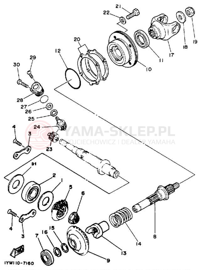 Schemat "Przeniesienie napędu" do Yamaha YFM350ERT