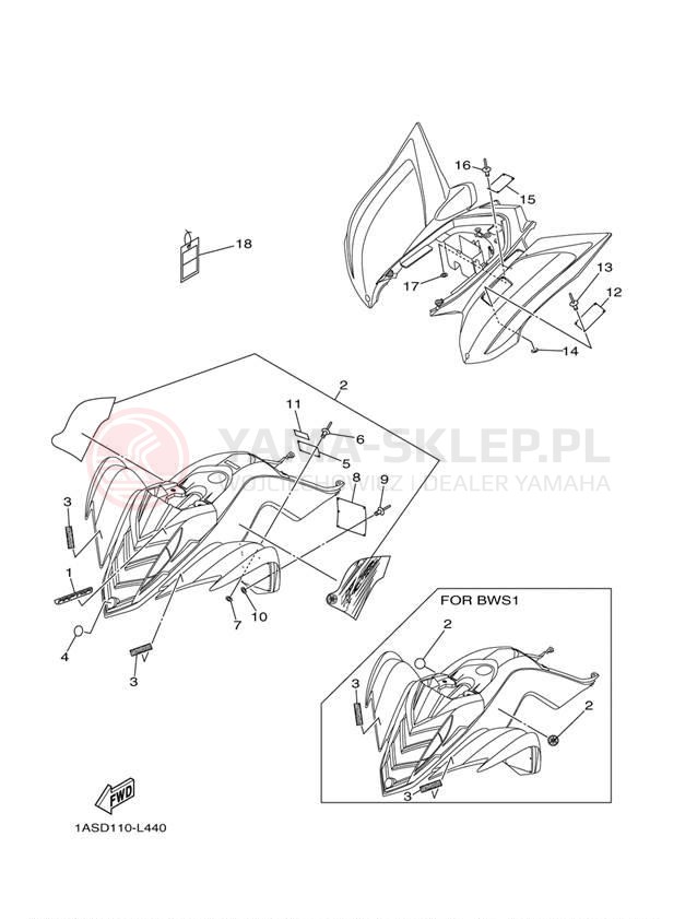 Schemat "naklejki" do Yamaha RAPTOR 700R YFM7RBL/YFM7RBW