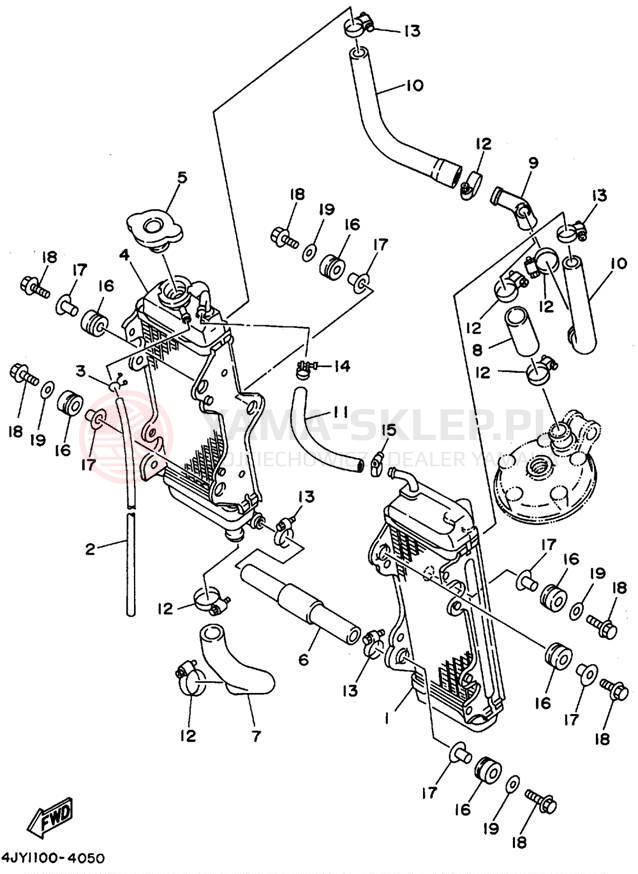 Schemat "Układ chlodzenia" do Yamaha YZ125F1