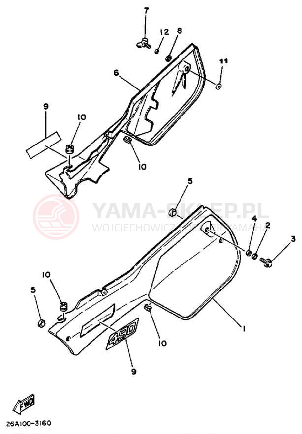 Schemat "Pokrywa boczna" do Yamaha IT490K