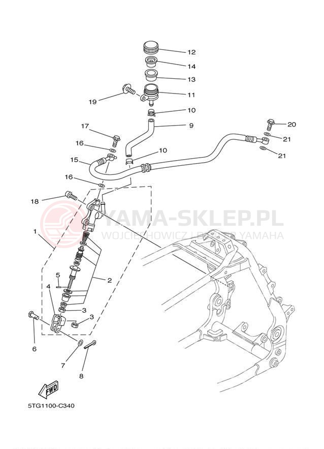 Schemat "Pompa hamulcowa tył" do Yamaha YFZ450 YFZ450T