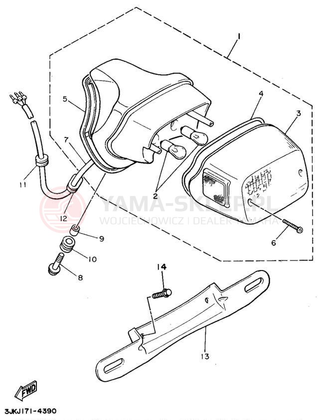 Schemat "lampa tył" do Yamaha VIRAGO 1100 XV1100G/XV1100GC