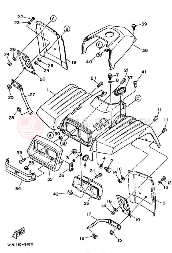 Schemat "Przedni błotnik" do Yamaha BIG BEAR 4WD YFM350FWB