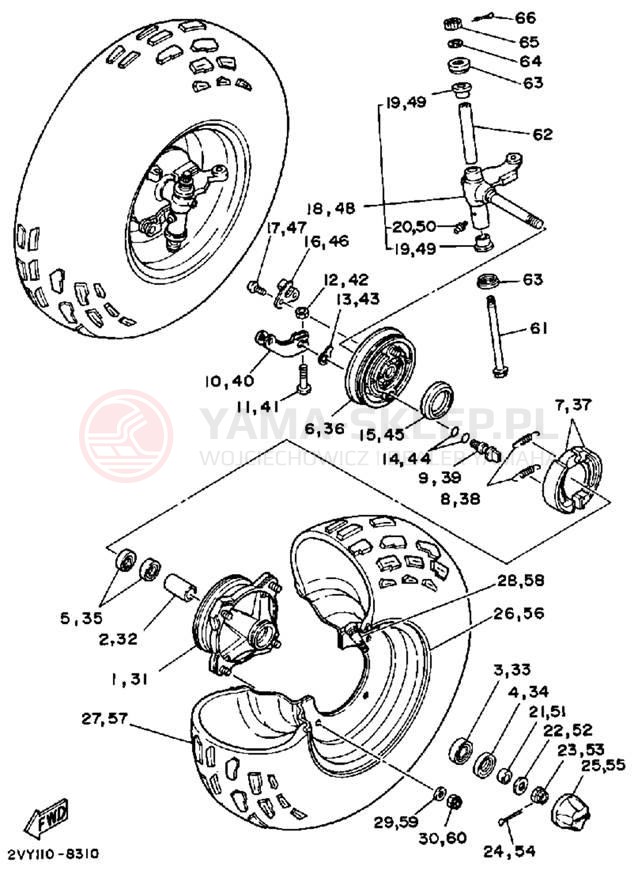 Schemat "Koło przód" do Yamaha MOTO-4 YFM200DXU