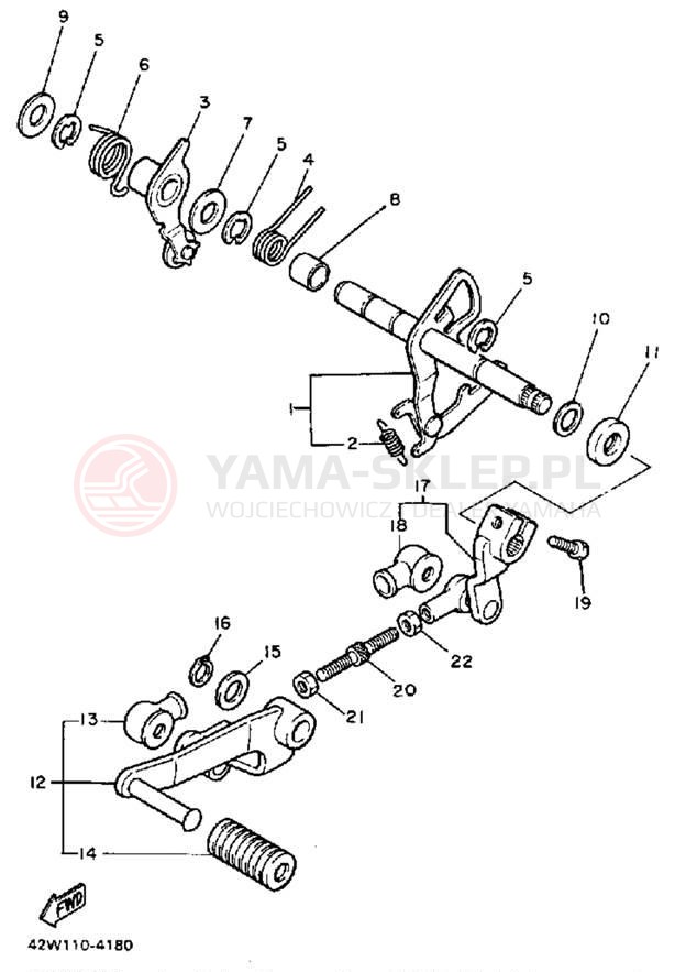 Schemat "Dźwignia zmiany biegów, wałek" do Yamaha VIRAGO 700 XV700NC/XV700N