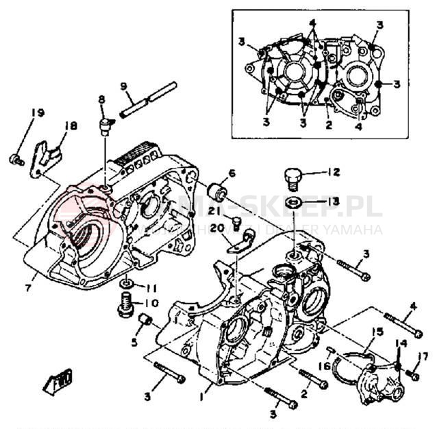 Schemat "Obudowa silnika" do Yamaha MX100J