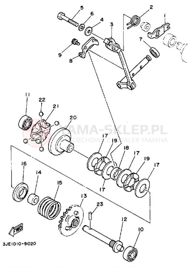 Schemat "Dźwignia zmiany biegów" do Yamaha YZ250A