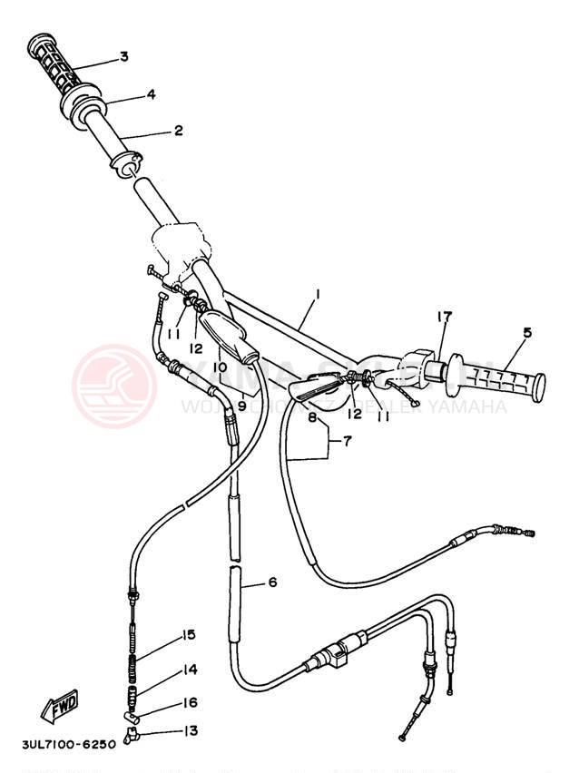 Schemat "Kierownica i osprzęt" do Yamaha RT100J