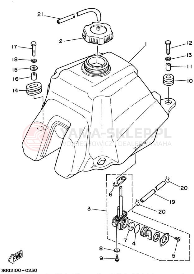 Schemat "zbiornik paliwa" do Yamaha BANSHEE YFZ350P