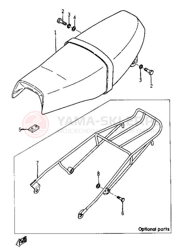 Schemat "Siedzenie - stelaż" do Yamaha YR1