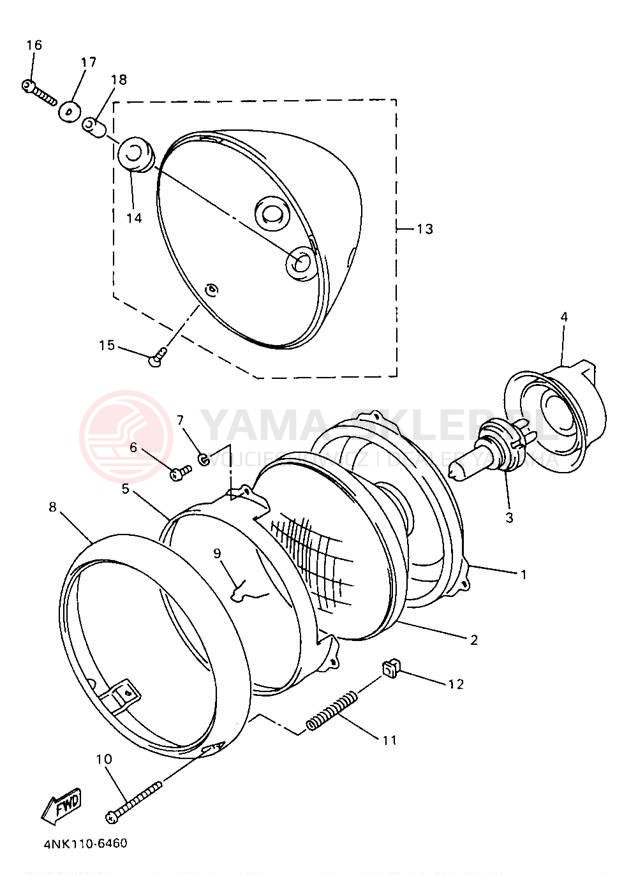 Schemat "Lampa przód" do Yamaha XVZ13LTJ/XVZ13LTJC