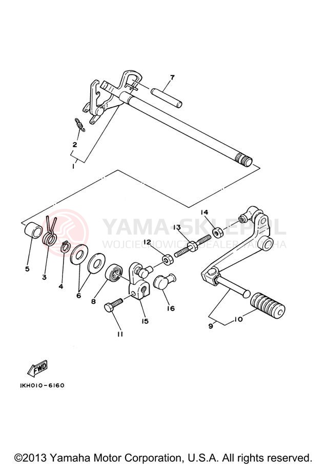 Schemat "Dźwignia zmiany biegów, wałek" do Yamaha XT225 XT225V/XT225VC