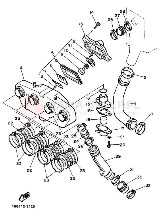 Schemat "Kruciec, przewody" do Yamaha XJ650LJ