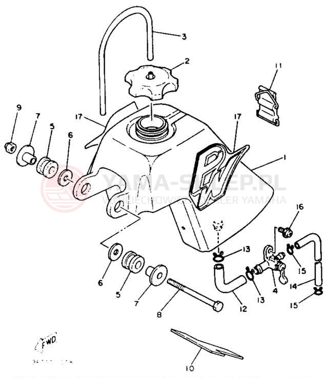 Schemat "zbiornik paliwa" do Yamaha Y-ZINGER PW50E