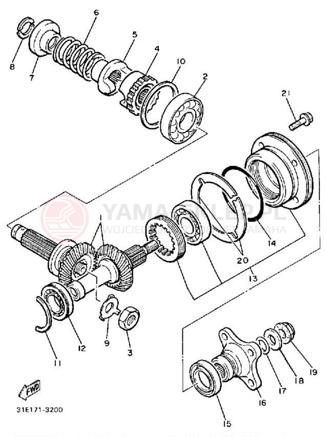 Schemat "Przeniesienie napędu" do Yamaha MAXIM XJ700N/XJ700NC