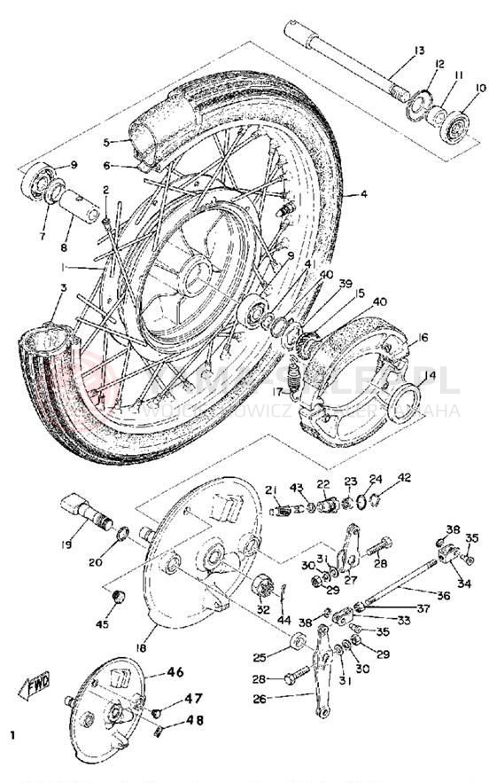 Schemat "Koło przód" do Yamaha RD200B